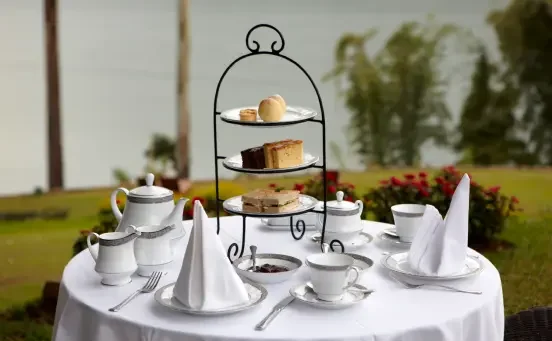 Traditional afternoon tea with a tiered cake stand at Ceylon Tea Trails