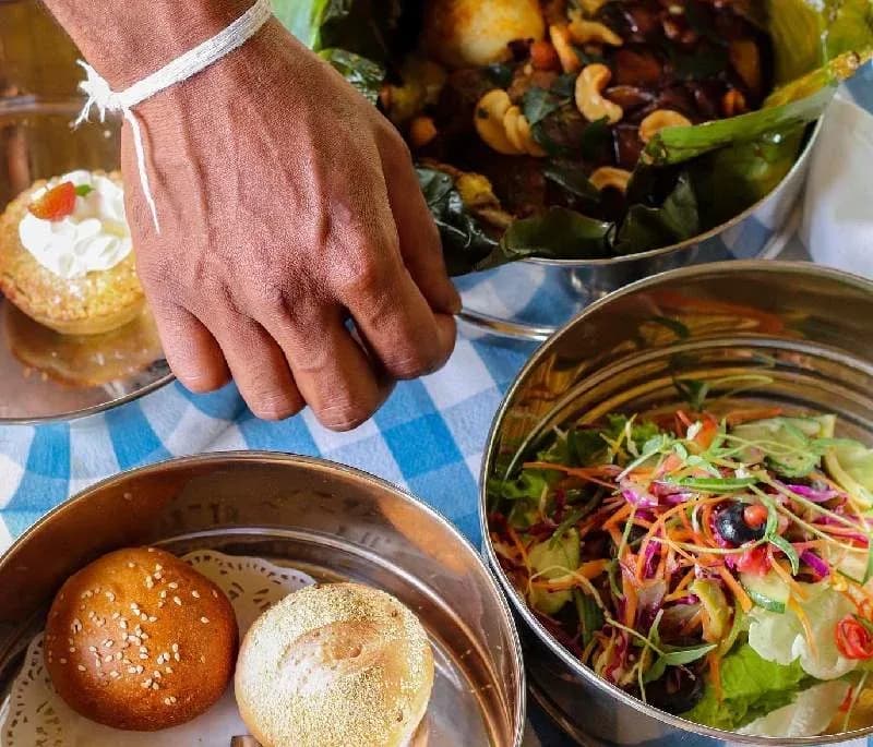 A selection of dishes served for a traditional planter’s tiffin lunch