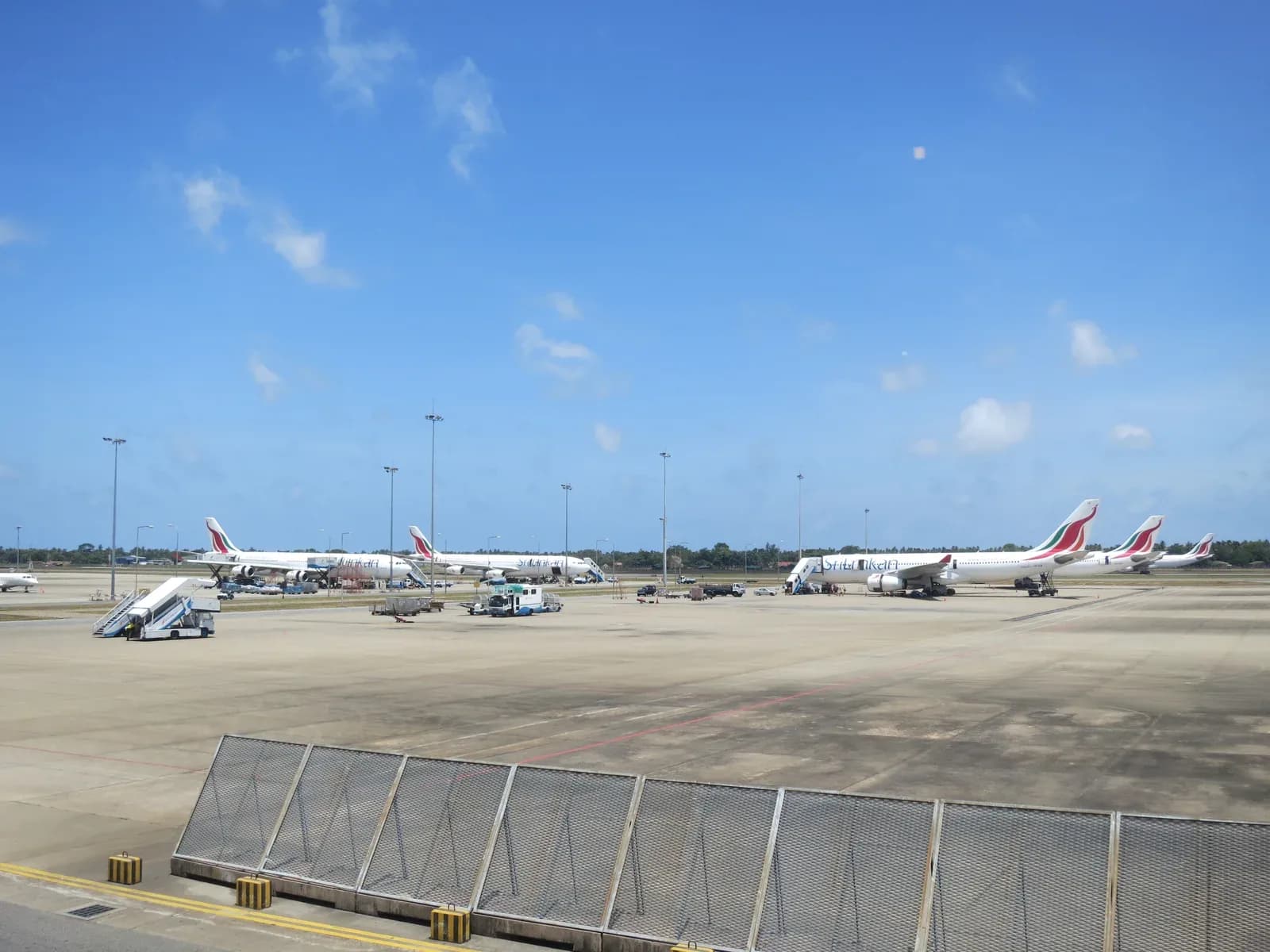 SriLankan Airlines aircraft on the apron at Bandaranaike International Airport