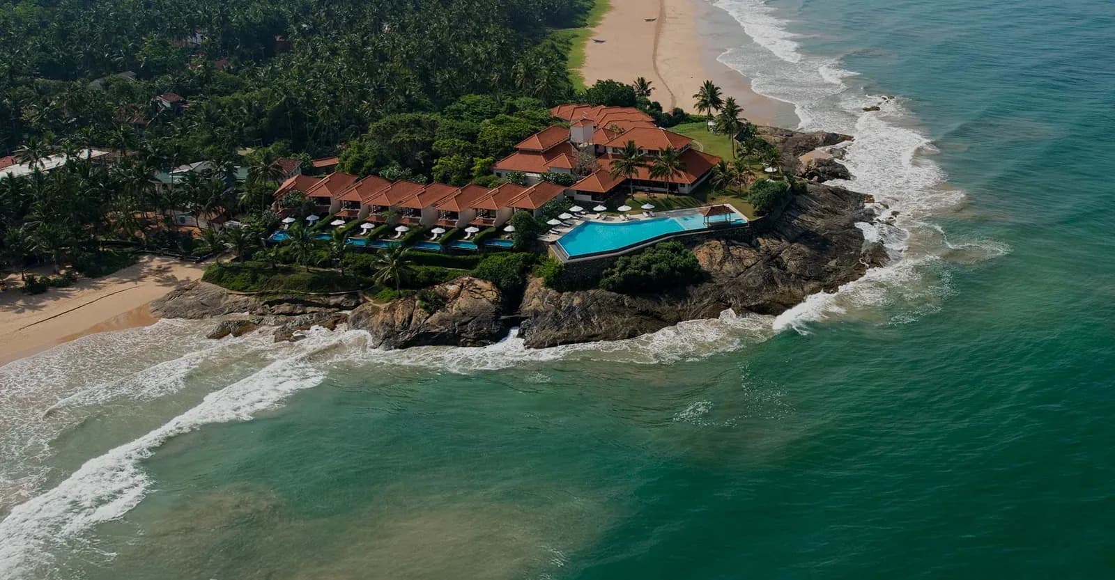 Aerial view of Jetwing Saman Villas on the Bentota coastline
